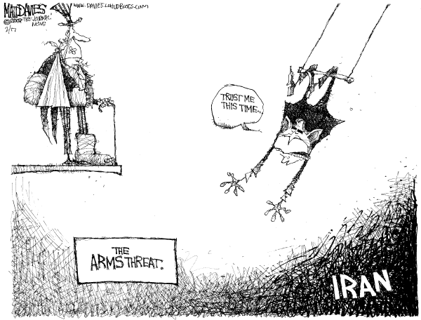 Editorial Cartoon by Matt Davies, Journal News on Bush Promises Action Against Iran