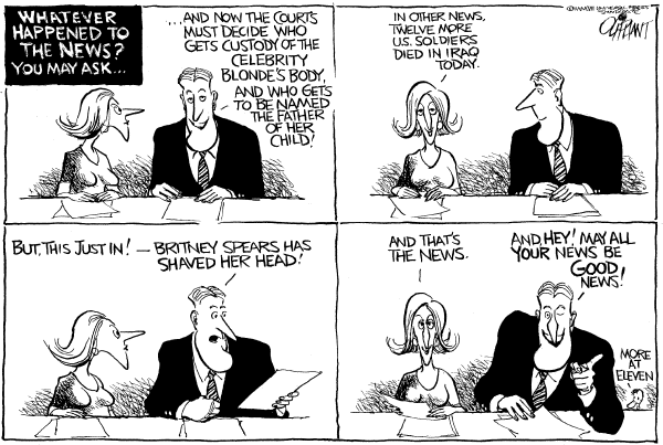 Editorial Cartoon by Pat Oliphant, Universal Press Syndicate on In Other News
