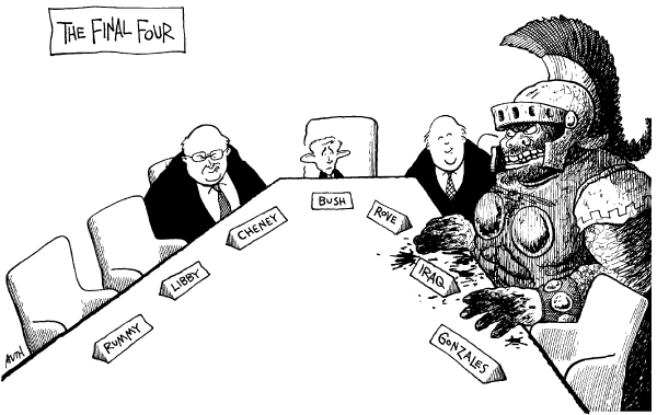 Editorial Cartoon by Tony Auth, Philadelphia Inquirer on President Stays the Course