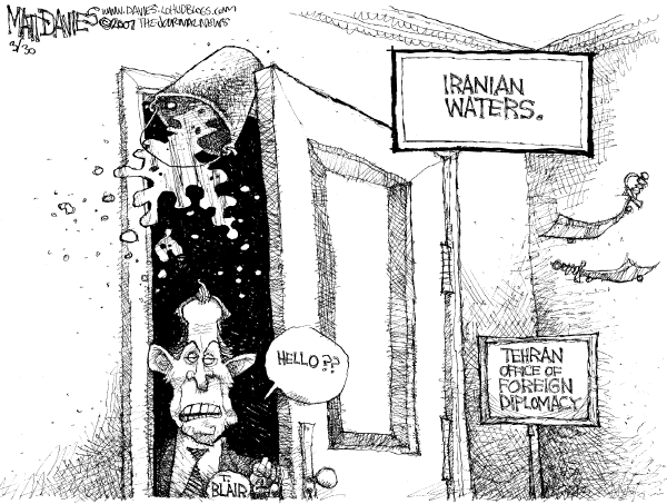 Editorial Cartoon by Matt Davies, Journal News on Iran Releases British Sailors