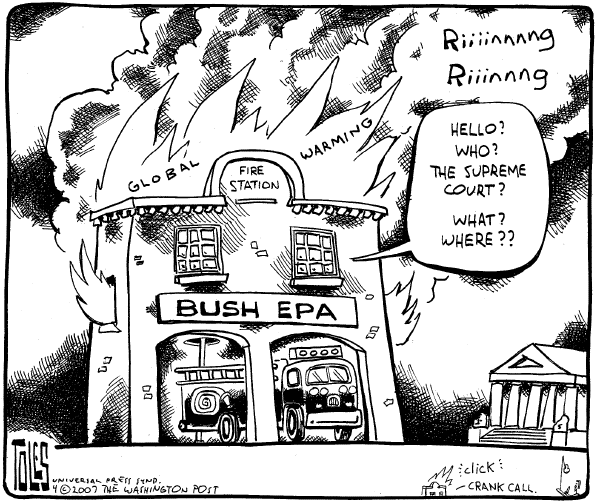 Editorial Cartoon by Tom Toles, Washington Post on Bush Loses EPA Case