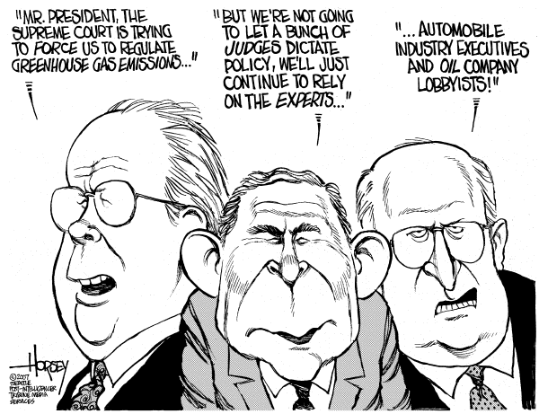 Editorial Cartoon by David Horsey, Seattle Post-Intelligencer on Bush Loses EPA Case