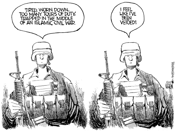 Editorial Cartoon by Don Wright, Palm Beach Post on Democrats Confront Bush on War