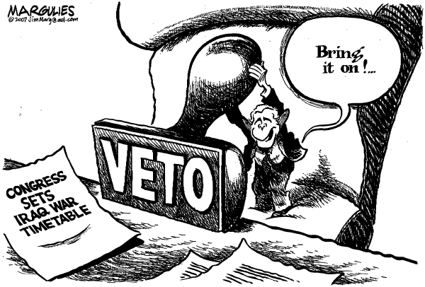 Editorial Cartoon by Jimmy Margulies, The Record, New Jersey on Democrats Confront Bush on War