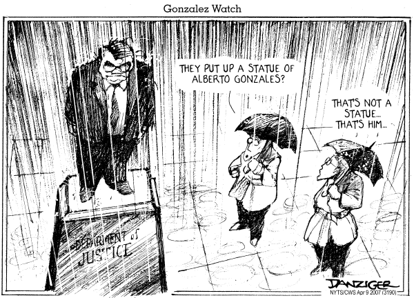 Editorial Cartoon by Jeff Danziger, CWS/CartoonArts Intl. on Attorney General Ready to Testify