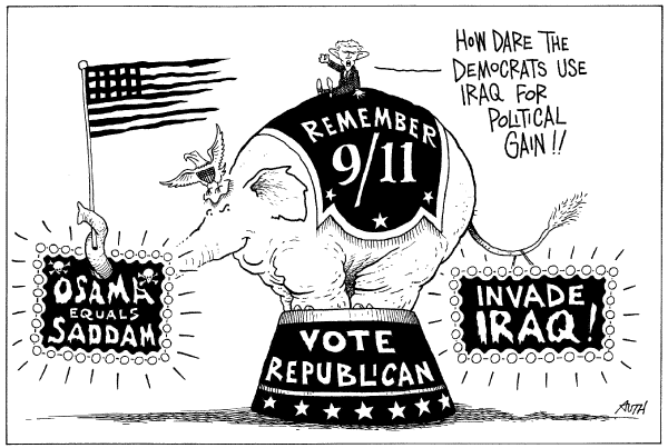 Editorial Cartoon by Tony Auth, Philadelphia Inquirer on President Unfettered by Developments