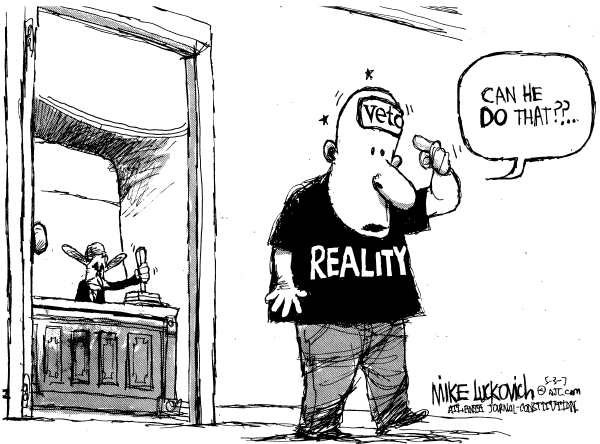 Editorial Cartoon by Mike Luckovich, Atlanta Journal-Constitution on Disaster Strikes Homeland