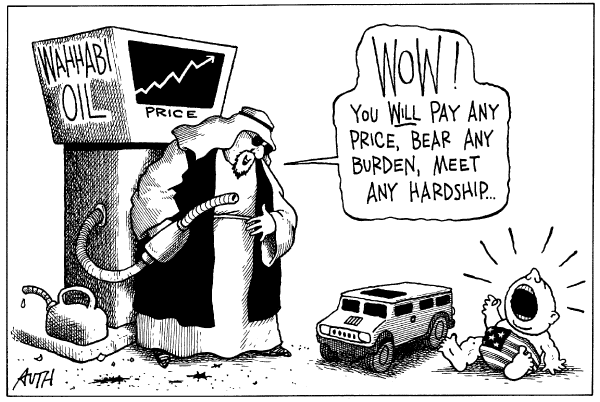 Editorial Cartoon by Tony Auth, Philadelphia Inquirer on Gas Hits Record Price
