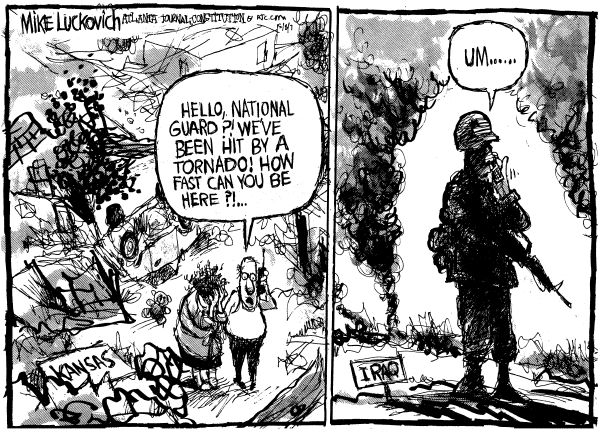 Editorial Cartoon by Mike Luckovich, Atlanta Journal-Constitution on Tornado Destroys Kansas Town