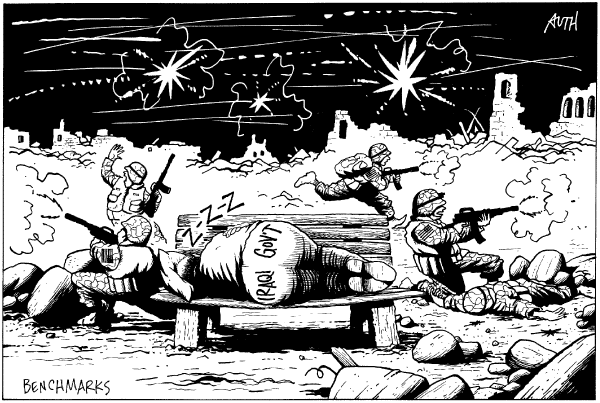 Editorial Cartoon by Tony Auth, Philadelphia Inquirer on Cheney Gets Tough with Iraq