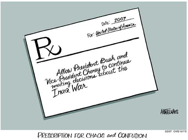 Editorial Cartoon by Ann Telnaes, CWS/CartoonArts Intl. on Cheney Gets Tough with Iraq