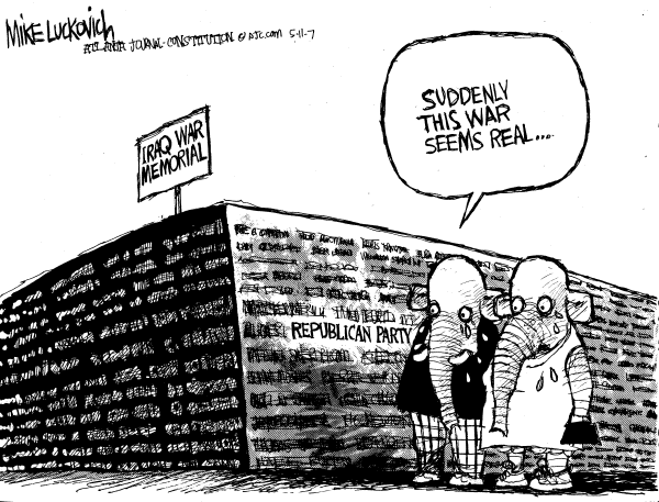 Editorial Cartoon by Mike Luckovich, Atlanta Journal-Constitution on Cheney Gets Tough with Iraq