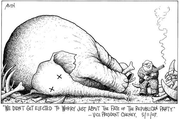 Editorial Cartoon by Tony Auth, Philadelphia Inquirer on Cheney Gets Tough with Iraq