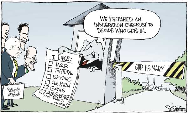 Editorial Cartoon by Signe Wilkinson, Philadelphia Daily News on Presidential Races Get More Crowded