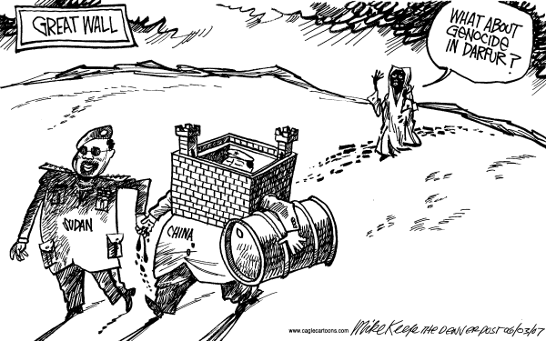 Editorial Cartoon by Mike Keefe, Denver Post on Killing Almost Over in Sudan