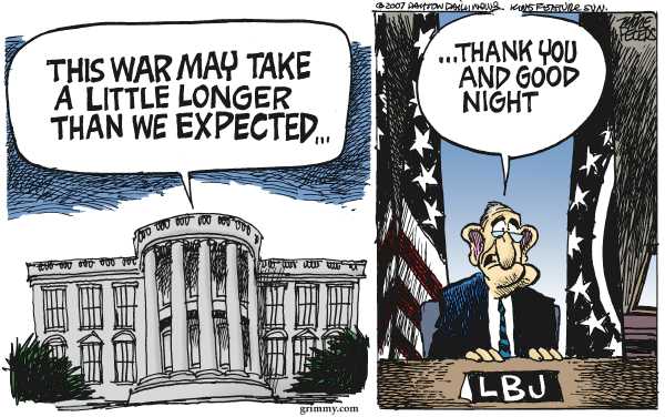 Editorial Cartoon by Mike Peters, Dayton Daily News on Progress in Iraq Pleases President