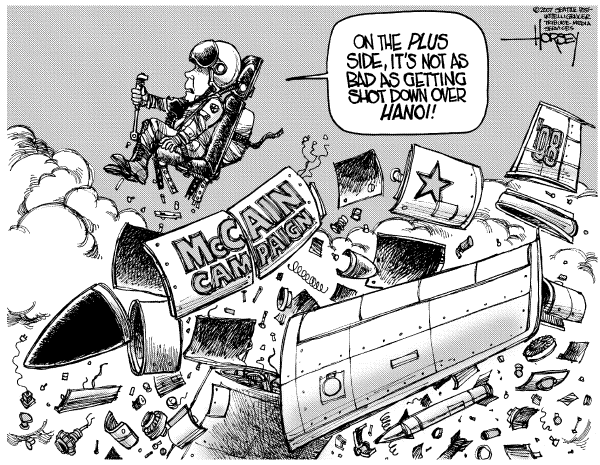 Editorial Cartoon by David Horsey, Seattle Post-Intelligencer on McCain Campaign Changes Gears