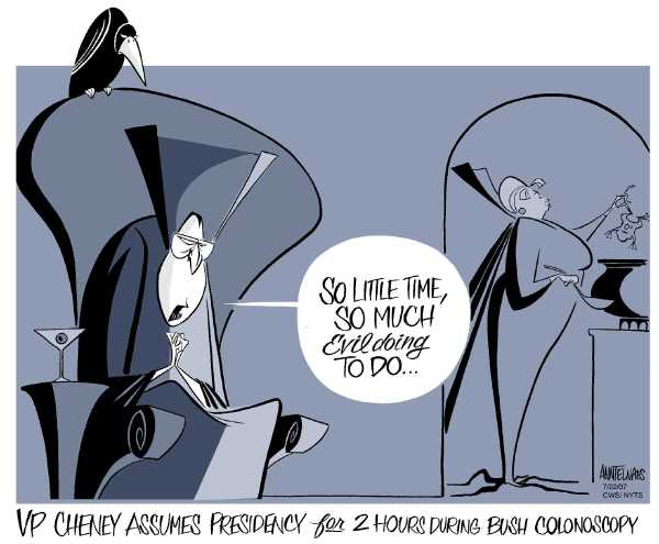 Editorial Cartoon by Ann Telnaes, CWS/CartoonArts Intl. on Cheney Officially Takes Control