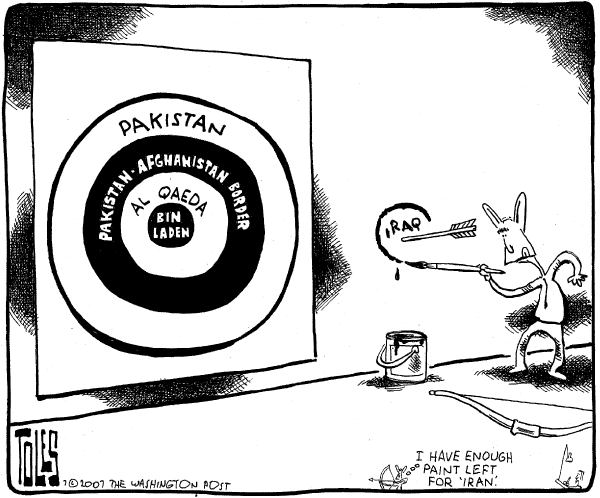 Editorial Cartoon by Tom Toles, Washington Post on Bush Pleased With Progress in Iraq