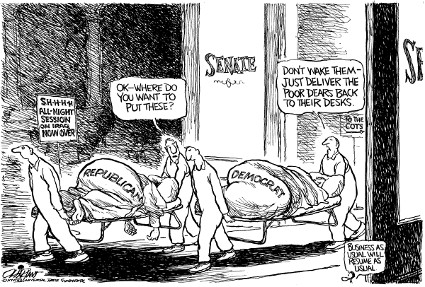 Editorial Cartoon by Pat Oliphant, Universal Press Syndicate on Bush Pleased With Progress in Iraq