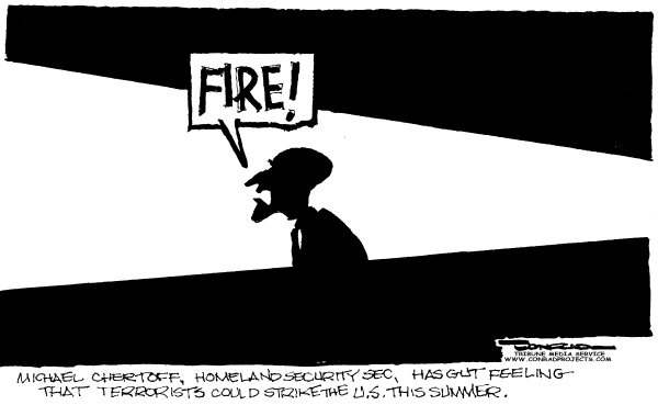 Editorial Cartoon by Paul Conrad, Tribune Media Services on Osama Still Running