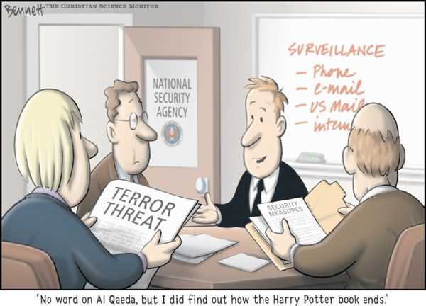 Editorial Cartoon by Clay Bennett, Christian Science Monitor on Osama Still Running