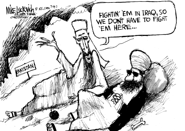 Editorial Cartoon by Mike Luckovich, Atlanta Journal-Constitution on Osama Still Running