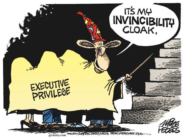 Editorial Cartoon by Mike Peters, Dayton Daily News on White House Claims Exectutive Privilege