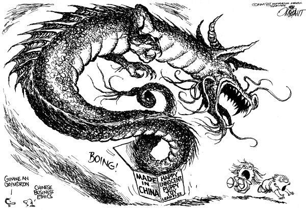 Editorial Cartoon by Pat Oliphant, Universal Press Syndicate on China Faces Multiple Problems
