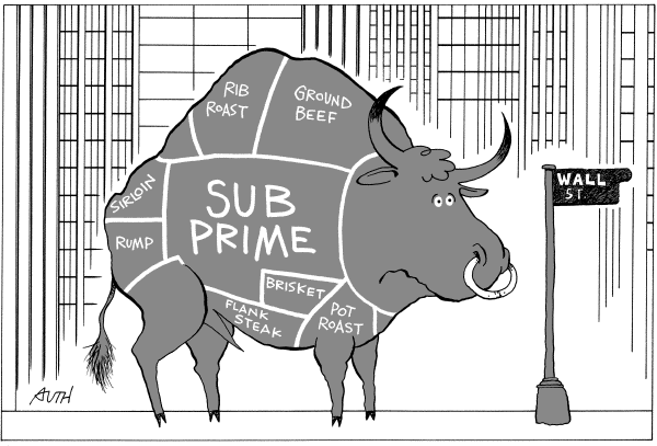 Editorial Cartoon by Tony Auth, Philadelphia Inquirer on US Economy Facing a Crisis