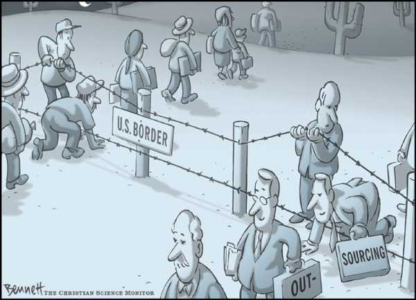 Editorial Cartoon by Clay Bennett, Christian Science Monitor on US Economy Facing a Crisis