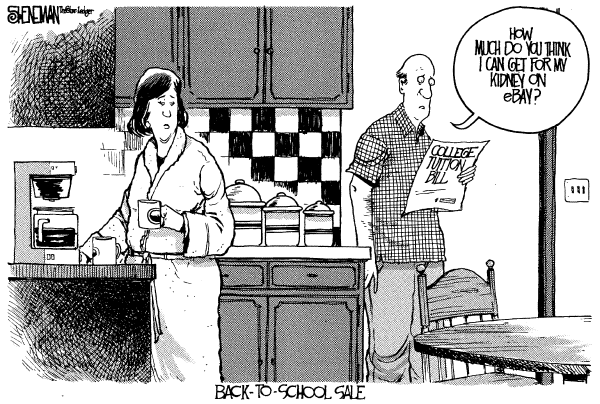Editorial Cartoon by Drew Sheneman, Newark Star Ledger on US Economy Facing a Crisis