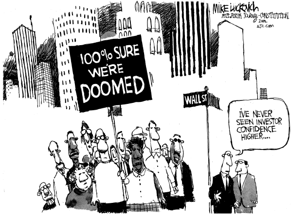 Editorial Cartoon by Mike Luckovich, Atlanta Journal-Constitution on US Economy Makes a Move