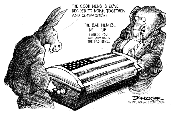 Editorial Cartoon by Jeff Danziger, CWS/CartoonArts Intl. on President Supports Patraeus Plan
