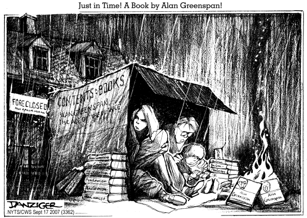 Editorial Cartoon by Jeff Danziger, CWS/CartoonArts Intl. on Alan Greenspan Begins Book Tour