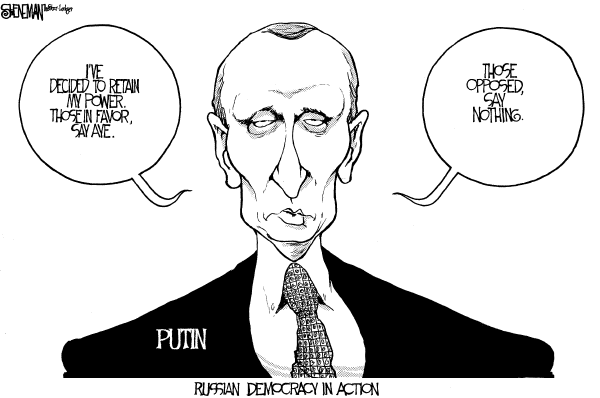 Editorial Cartoon by Drew Sheneman, Newark Star Ledger on Changes Imminent in Russia