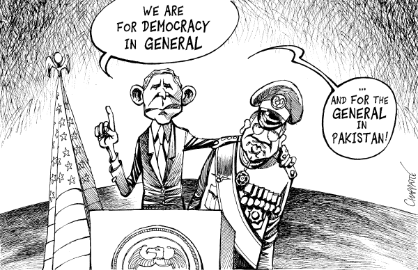 Editorial Cartoon by Patrick Chappatte, International Herald Tribune on Bush Refuses to Act as Lame Duck