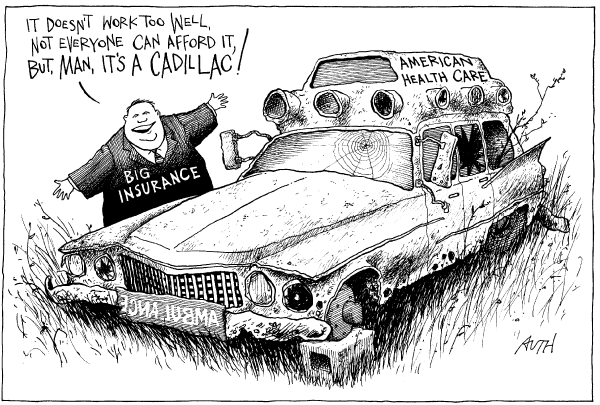 Editorial Cartoon by Tony Auth, Philadelphia Inquirer on Health Care Costs Rise