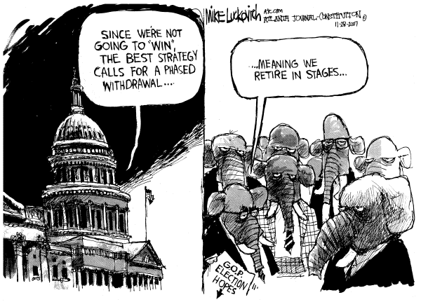Editorial Cartoon by Mike Luckovich, Atlanta Journal-Constitution on Trent Lott Steps Down