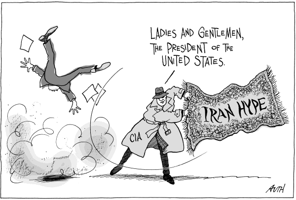 Editorial Cartoon by Tony Auth, Philadelphia Inquirer on Iran More Dangerous than Ever, Bush Says
