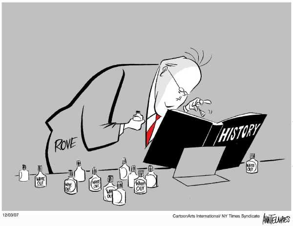 Editorial Cartoon by Ann Telnaes, CWS/CartoonArts Intl. on Democrats Pushed For Iraq War, Rove Says