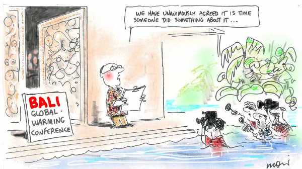 Editorial Cartoon by Alan Moir, Sydney Morning Herald, Australia on Global Warming to Be Addressed