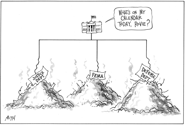 Editorial Cartoon by Tony Auth, Philadelphia Inquirer on President Makes No Apologies