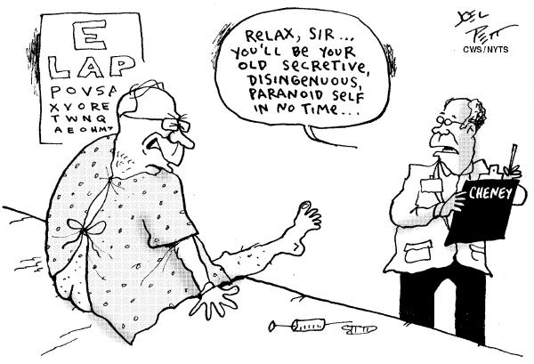 Editorial Cartoon by Joel Pett, Lexington Herald-Leader, CWS/CartoonArts Intl. on VP Recovering from Hospital Visit