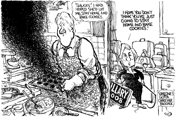Editorial Cartoon by Pat Oliphant, Universal Press Syndicate on Democratic Frontrunners Nervous
