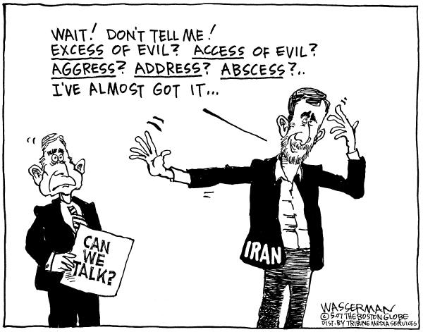 Editorial Cartoon by Dan Wasserman, Boston Globe on US Talks with Iran