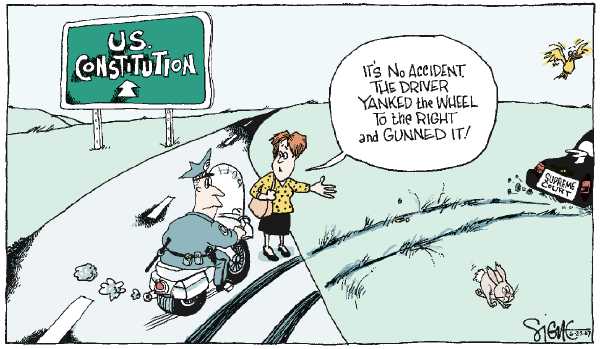 Editorial Cartoon by Signe Wilkinson, Philadelphia Daily News on High Court Reaffirms Traditional Values