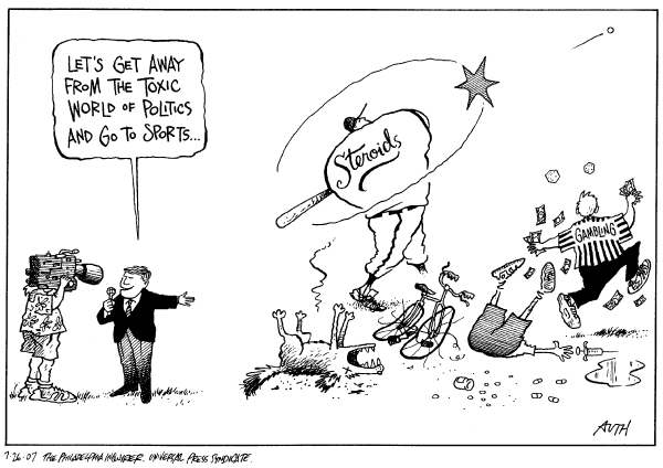 Editorial Cartoon by Tony Auth, Philadelphia Inquirer on Sporting News