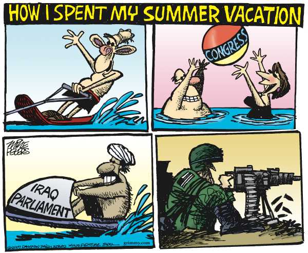 Editorial Cartoon by Mike Peters, Dayton Daily News on Progress in Iraq