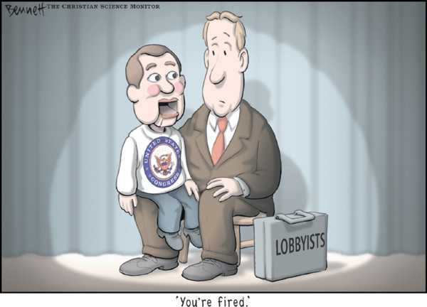 Editorial Cartoon by Clay Bennett, Christian Science Monitor on Lobby Reform Bill Passes